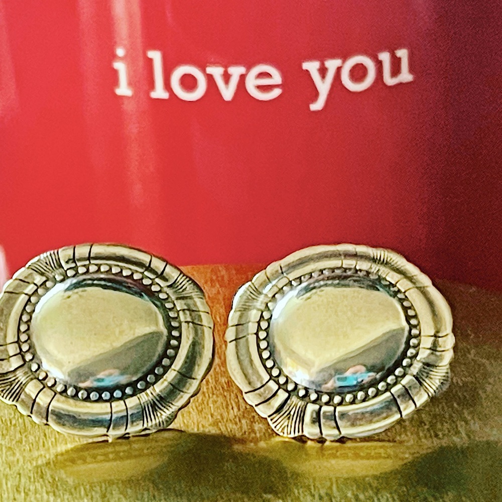 Stunning Sterling Silver Button Post Earrings - image 1